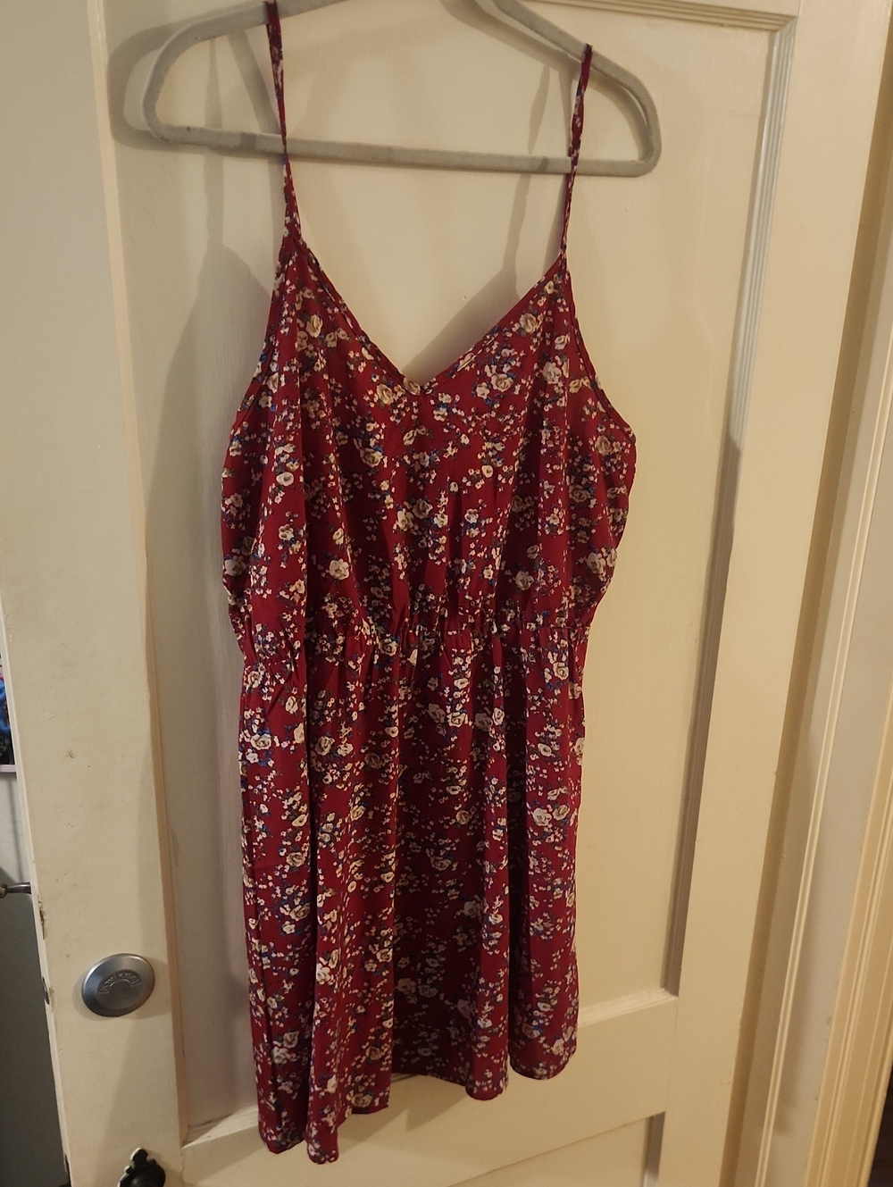 Floral Spaghetti-Strap Sundress in Burgundy